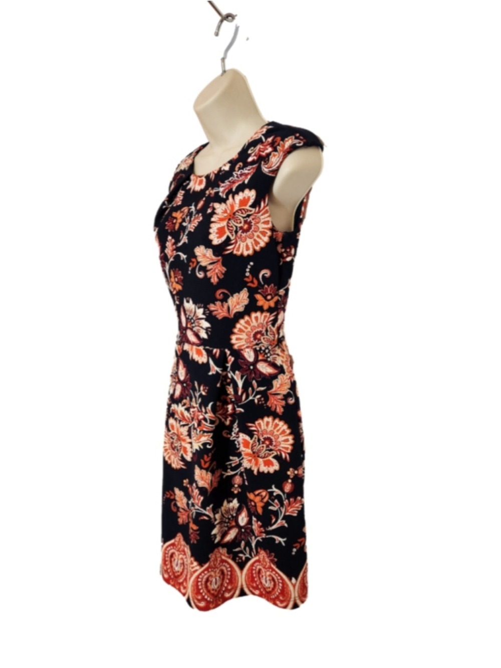 Enfocus Studio Black Red Floral Paisley A-Line Dress Large - Picture 3 of 10